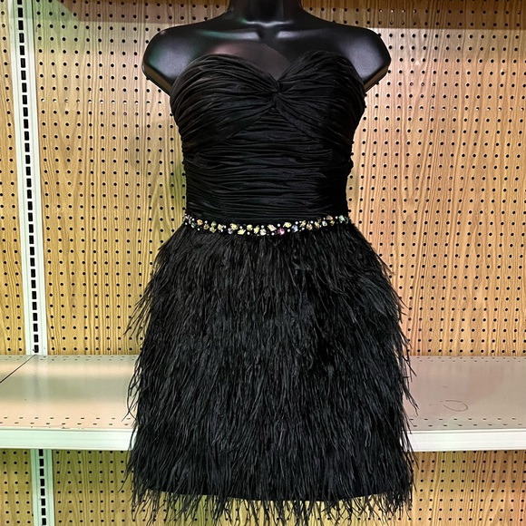 Black Feather Minidress - Picture 1 of 3